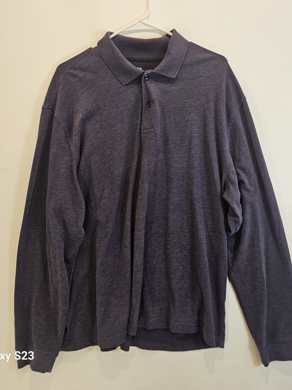 St. John's Bay Dark Heather Purple Long Sleeve Polo